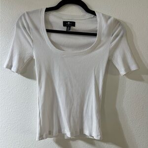 7 For All Mankind White Ribbed Top
